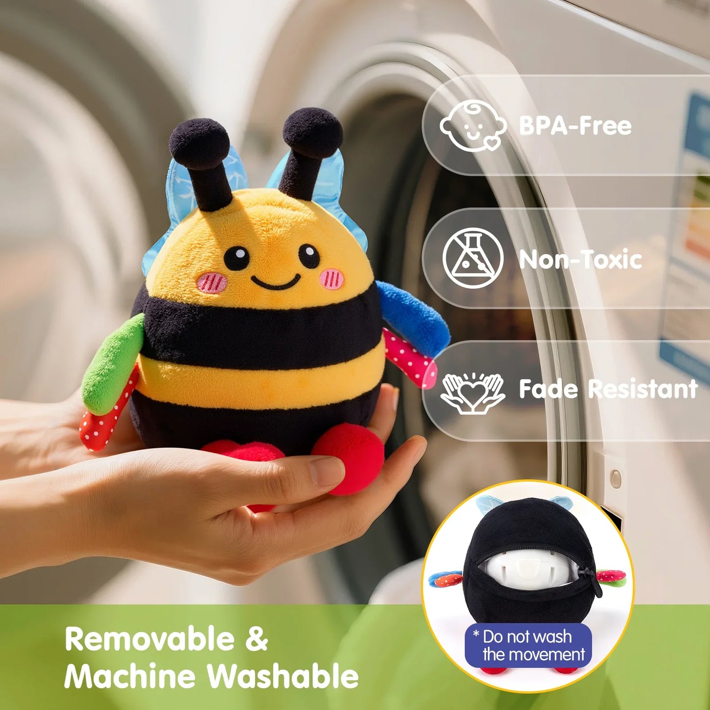 Hahaland Musical Crawling Bee Toy – Interactive Dancing & Bouncing Plush | Learning Baby Toy for 6–18 Months, Tummy Time Toy for 1–3 Year Old Boys & Girls