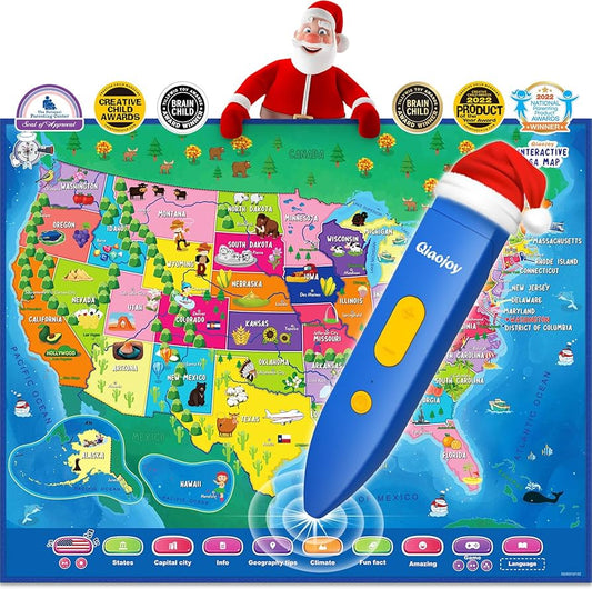 V2 Interactive Bilingual United States Map – Talking Learning Toy & Geography Games for Kids 3–12