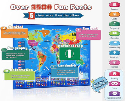 V2 Interactive Bilingual United States Map – Talking Learning Toy & Geography Games for Kids 3–12
